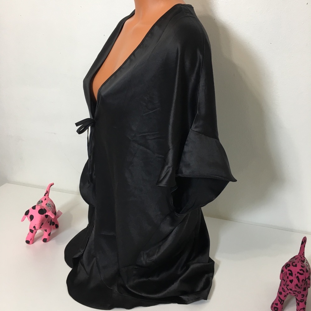 NEW VICTORIA’S SECRET KIMONO SATIN ROBE BLACK - Picture 4 of 8